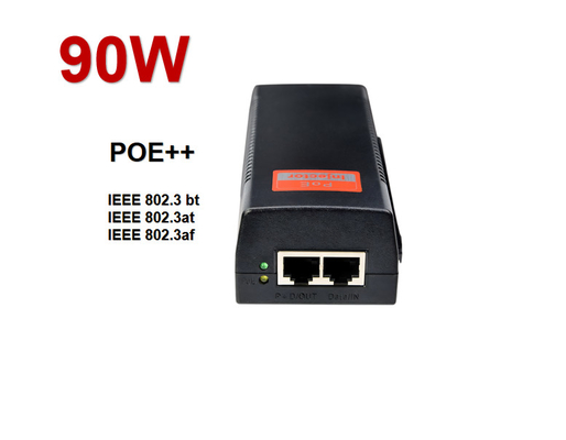Adaptador de inyector de 90W Gigabit Ultra PoE++, compatible con el IEEE 802.3 bt 802.3at 802.3af