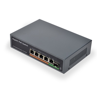 6 puertos PoE Switch (5 puertos POE +1 Uplink), 802.3af/a PoE 1000Mbps, energía incorporada, extensión hasta 250 metros, no gestionada