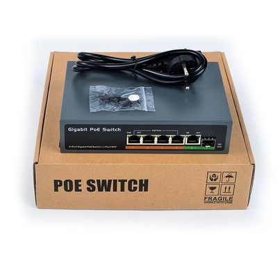 250 metros sin administrar 5 puertos POE +1 conmutador POE de enlace ascendente, 802.3af / a PoE 1000Mbps, energía incorporada