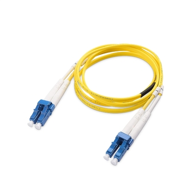 Cable de parche de fibra óptica de modo único OS2 duplex 1m / 3.3 pies, Cable de fibra óptica OS2 de LC a LC UPC 9/125 OFNP
