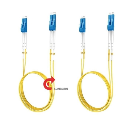 Cables de parche de fibra óptica de modo único de PVC LC a LC, cable de fibra óptica OS2 10G SMF Duplex 9/125μm OD 3.0mm, 3M/9.8FT